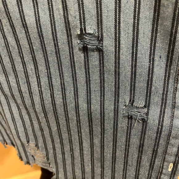 NWOT White Birch Slept On Oversized Pin Striped Distressed & Dip Dyed, size XL - Picture 5 of 5